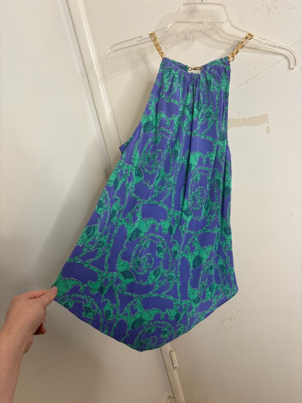 Lilly Pulitzer Silk Elephant Print Chain Strap Top - Picture 4 of 14